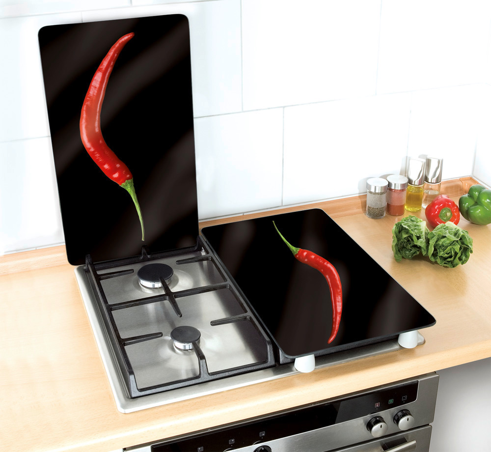 Glasabdeckplatte Universal Hot Peperoni, 2er Set  für alle Herdarten