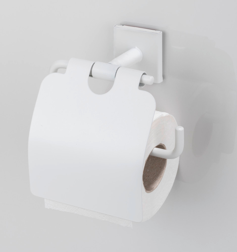 Turbo-Loc® Toilettenpapierhalter Mod. Ovaro White matt  Edelstahl, mit Deckel