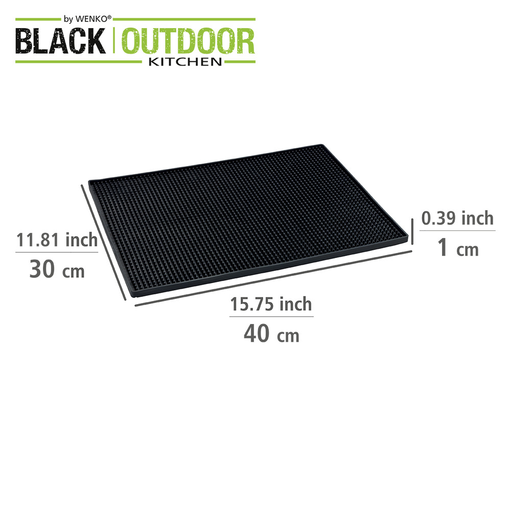 Abtropfmatte Maxi Schwarz, 40 x 30 cm  Black Outdoor Kitchen Zubehör mit Noppenstruktur