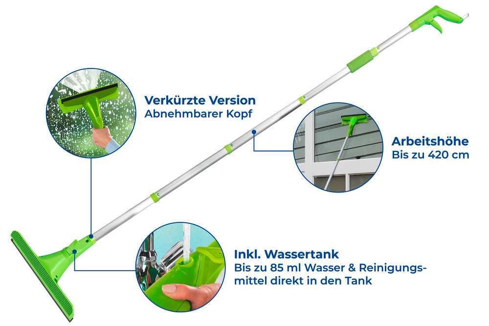 Sprüh-Fensterwischer Mod. Maxi extra lang  Arbeitshöhe bis 420 cm