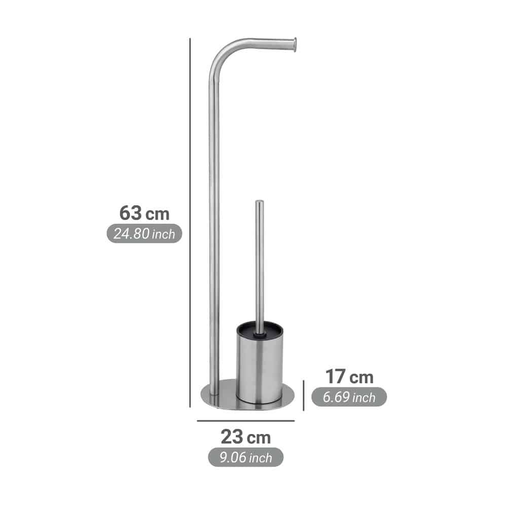 Stand WC-Garnitur Mod. Levante, satiniert, edelstahl, 23x63x17 cm  rostfrei, mit Toilettenpapierhalter
