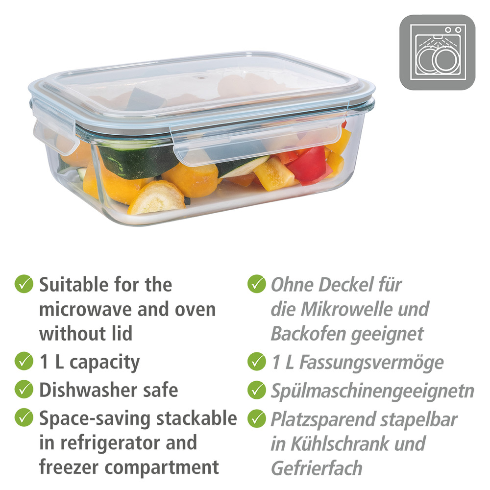 Glas Frischhaltedose Pacu 1 L  Aufbewahrungsdose zum Zubereiten und Einfrieren