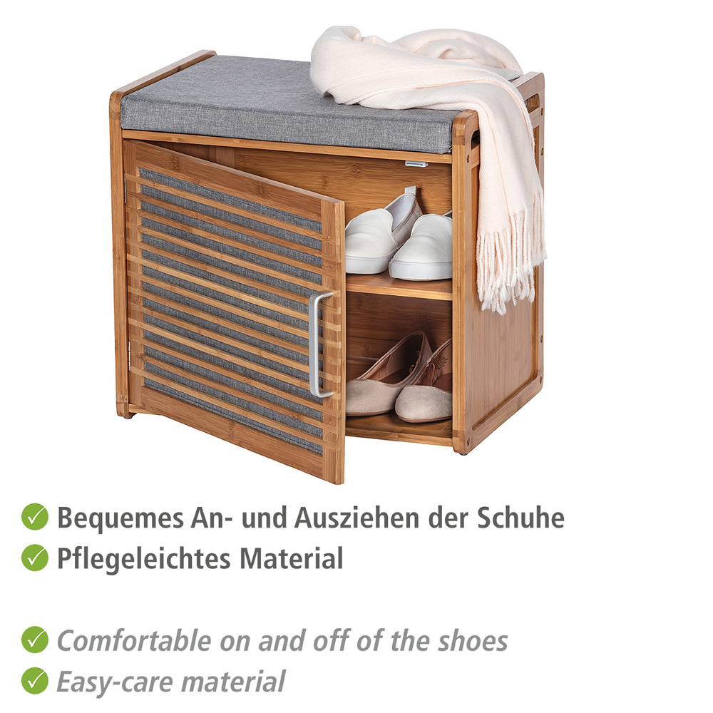 Schuhschrank Sitzpolster Mod. Bahari  Bambus