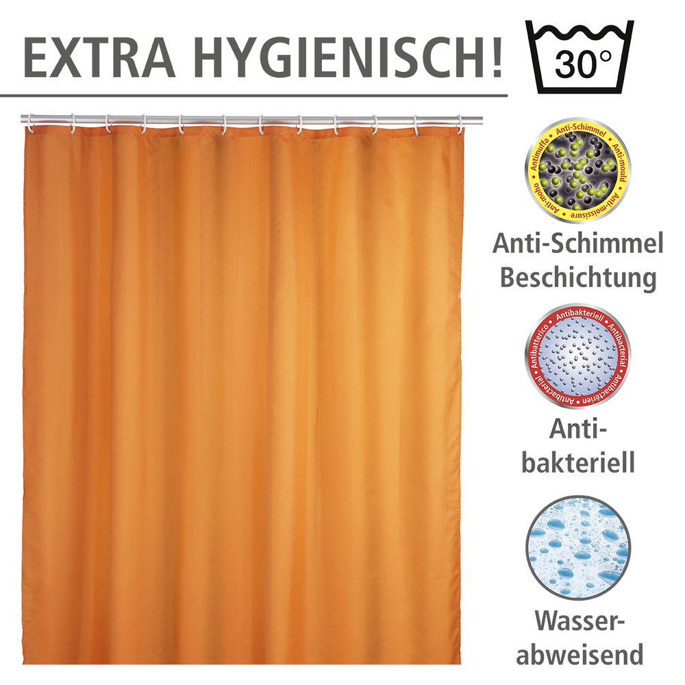 Anti-Schimmel Duschvorhang Uni Orange, 180 x 200 cm  waschbar