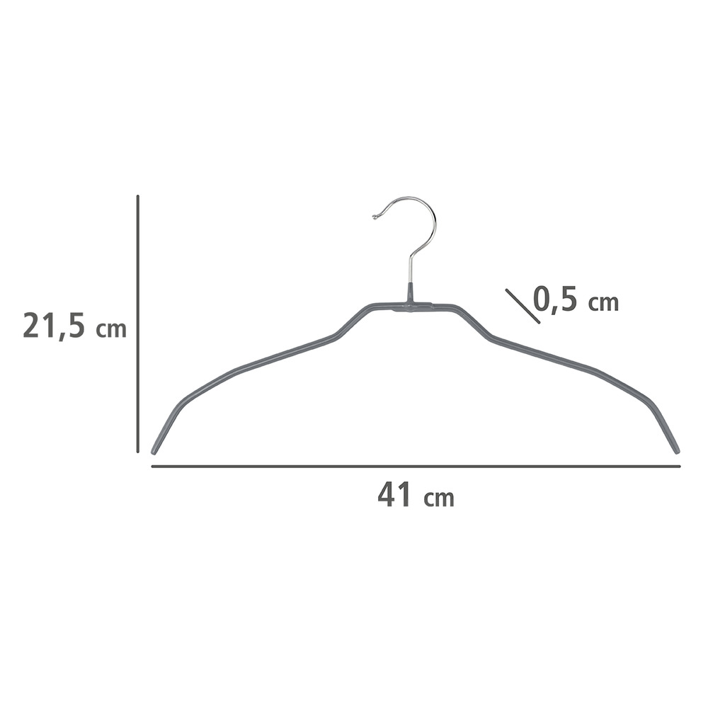 Kleiderbügel Mod. Alessia Grau, 20er Set  extra dünn, platzsparend