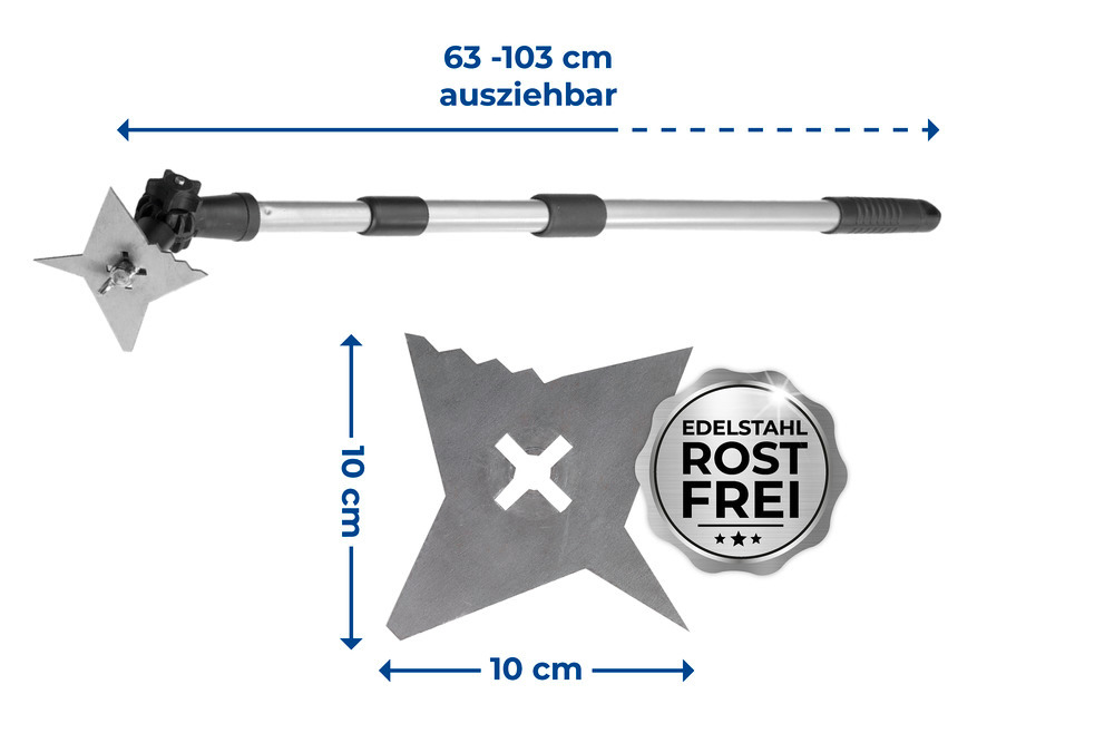 4-Zack-Fugenkratzer  mit ausziehbarem Teleskopstiel 