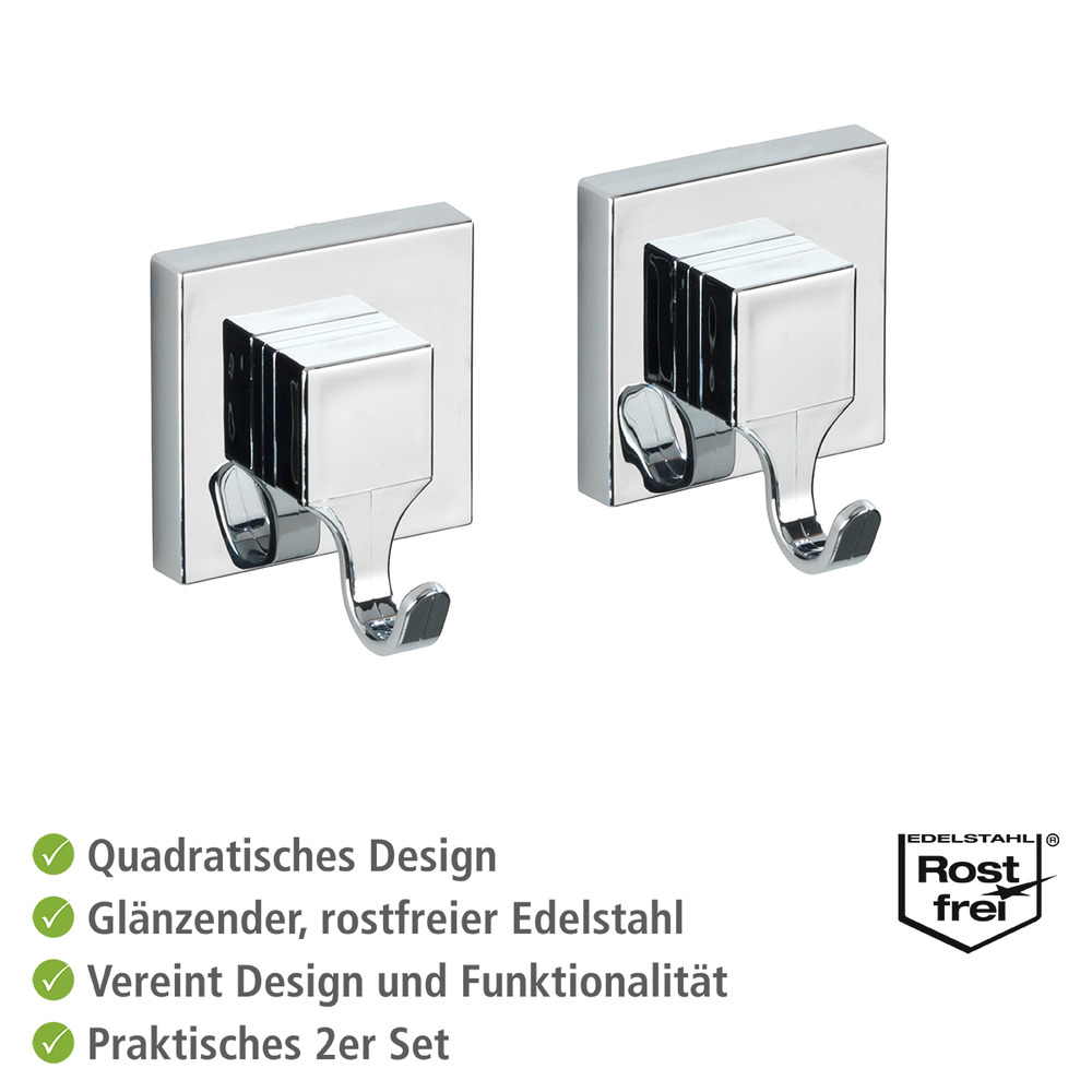 Vacuum-Loc® Wandhaken Mod. Quadro  2er Set, Befestigen ohne bohren