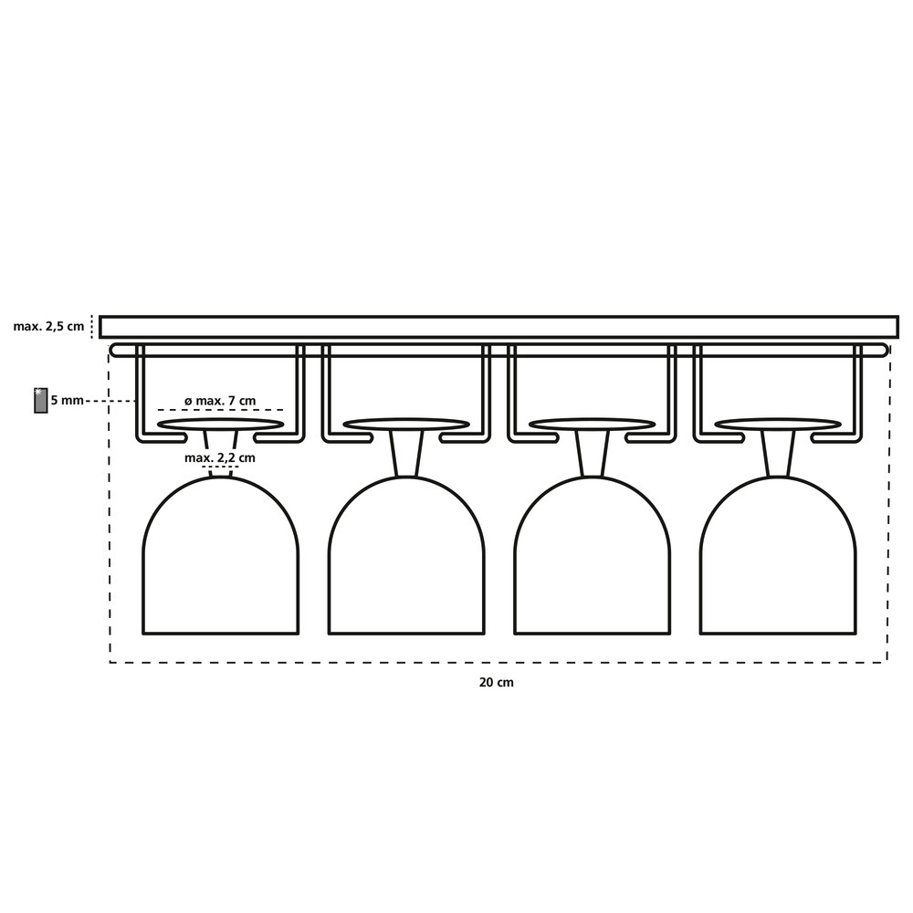 Schrankeinsatz Gläserhalter  für 12 Gläser