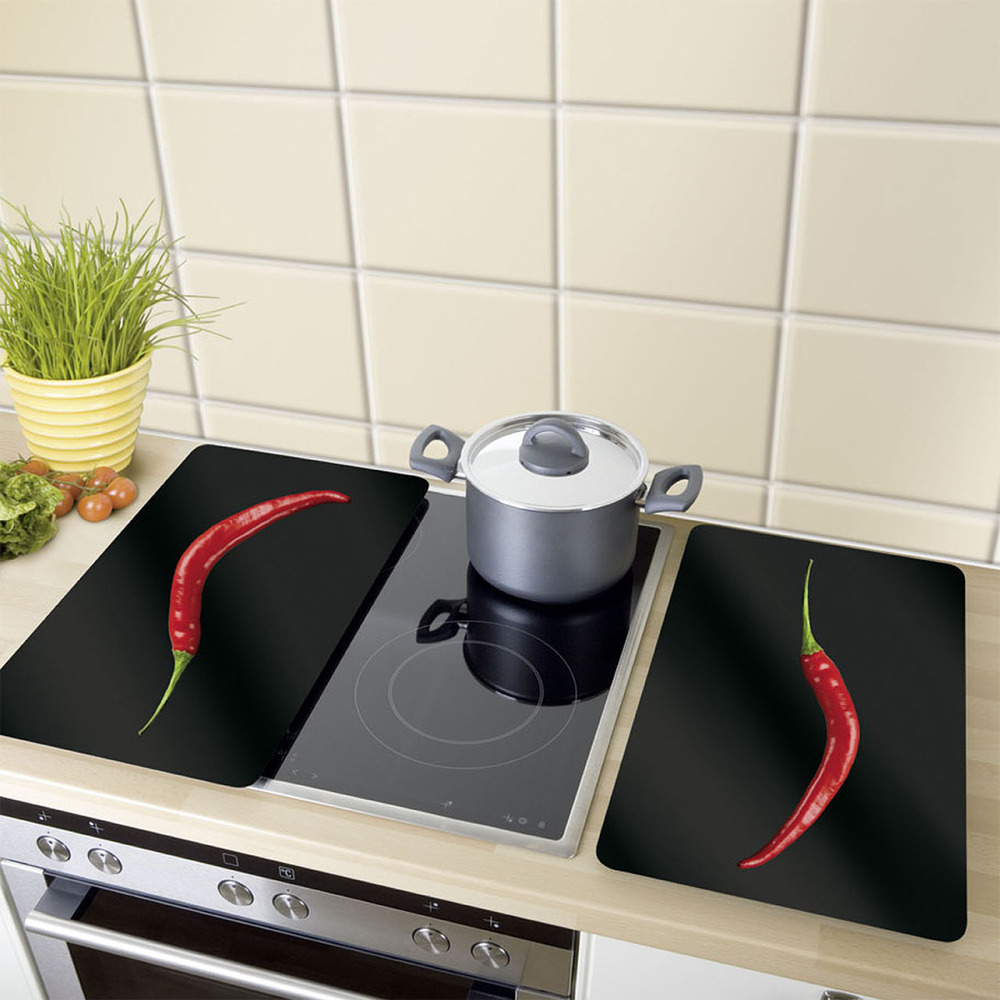 Glasabdeckplatte Universal Hot Peperoni, 2er Set  für alle Herdarten