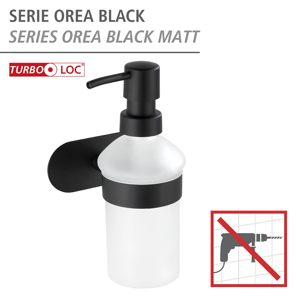 Turbo-Loc® Edelstahl Seifenspender Mod. Orea Black Matt  Befestigen ohne bohren