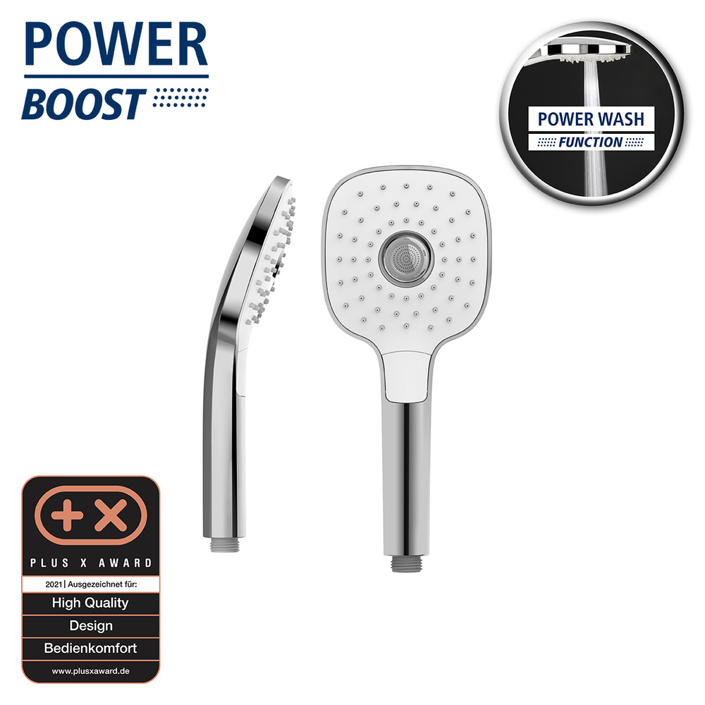 Duschkopf PowerBoost Chrom/Weiß  Ø 12 cm