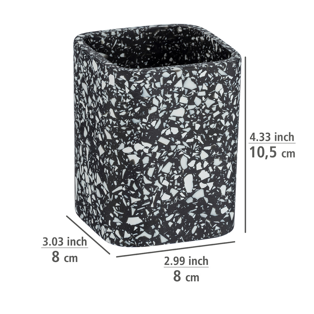 Zahnputzbecher Mod. Terrazzo Schwarz  aus Polyresin