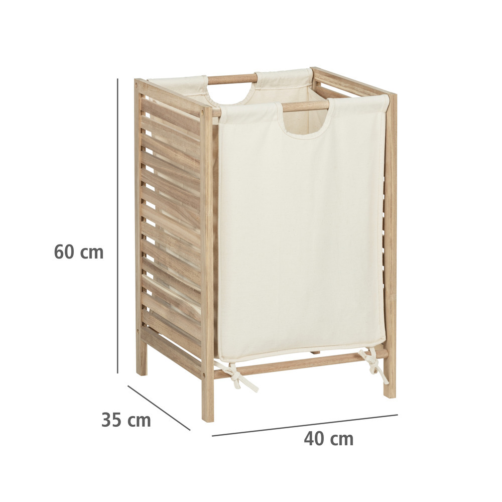 Wäschesammler Acina aus massivem Akazienholz und festem Wäschesack  Wäschekorb, FSC® zertifiziert