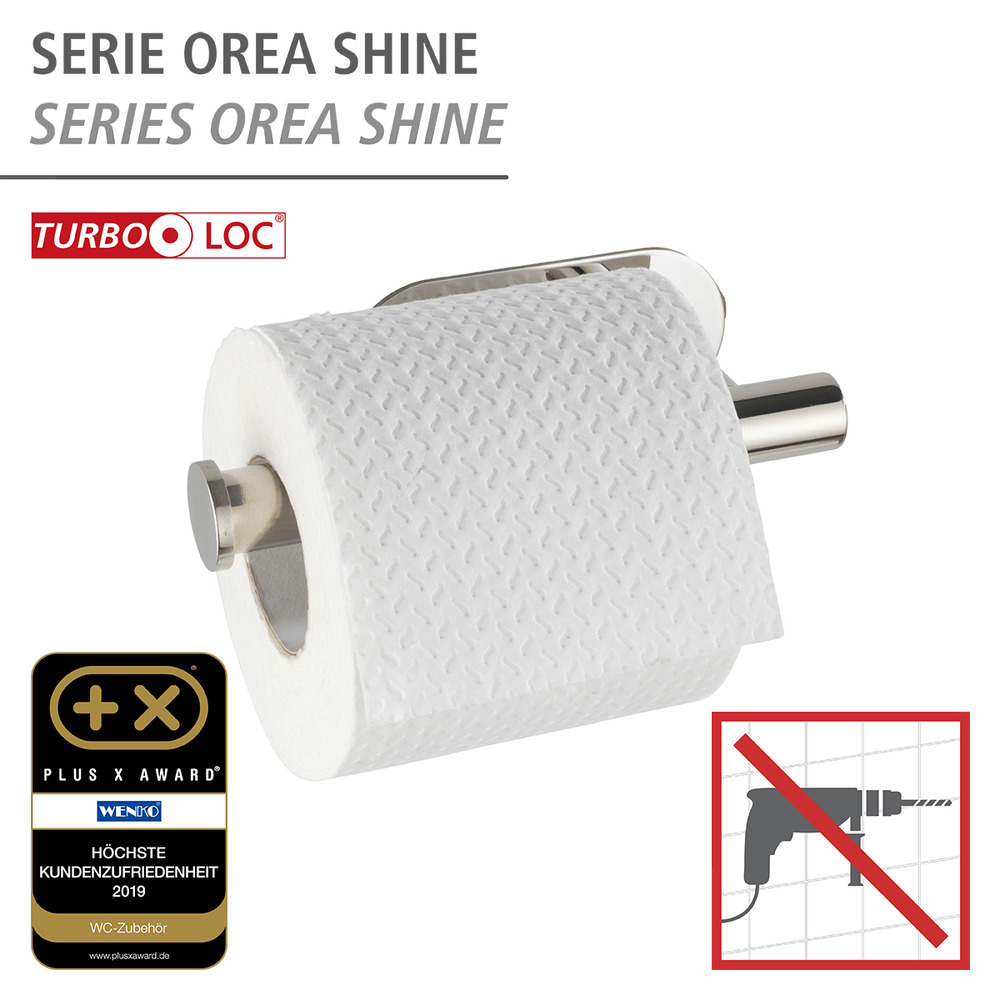 Turbo-Loc® Edelstahl Toilettenpapierhalter Mod. Orea Shine  Befestigen ohne bohren