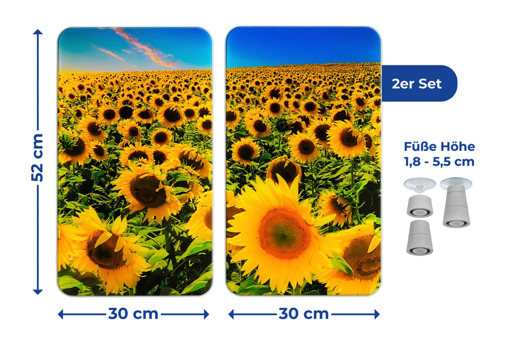 Glasabdeckplatte Universal Sonnenblumenfeld, 2er Set  für alle Herdarten