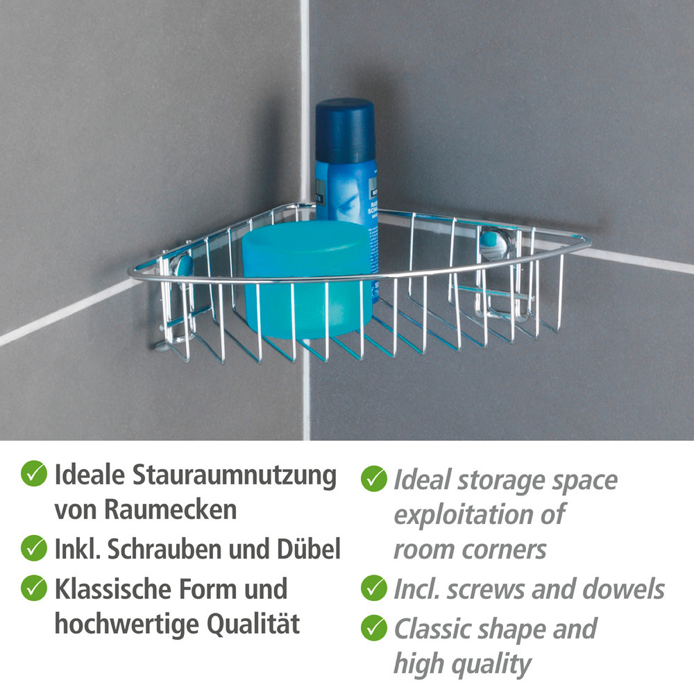 Eckablage Mod. Classic  aus hochglanzpoliertem, verchromtem Stahl