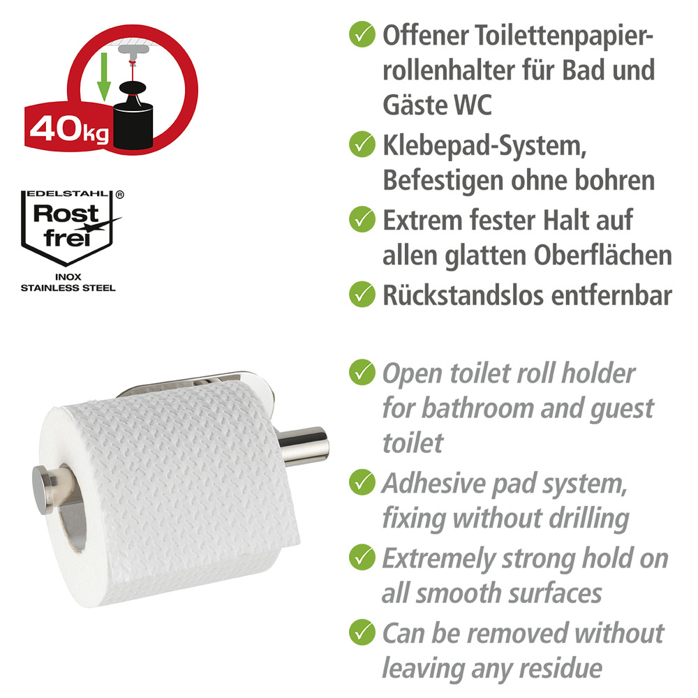 Turbo-Loc® Edelstahl Toilettenpapierhalter Mod. Orea Shine  Befestigen ohne bohren