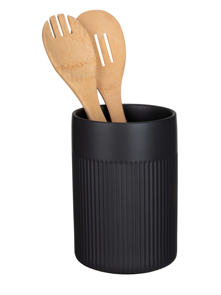 Utensilienhalter Mod. REFIA, schwarz, Keramik, 1.3L, Ø12x16,5 cm  sanfte Riffelungen, stilvolles Design
