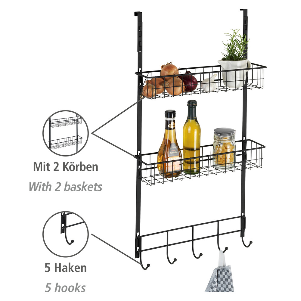Türregal Schwarz  Hängeregal für zusätzlichen Stauraum