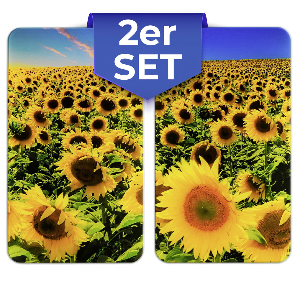 Glasabdeckplatte Universal Sonnenblumenfeld, 2er Set  für alle Herdarten