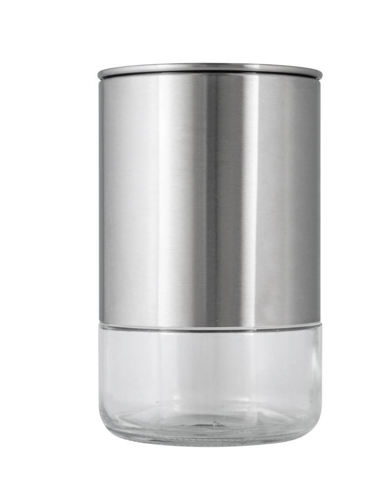 Aufbewahrungsdose Mod. ENOLA, 0,68L, transparent, glas/metall, Ø10x16cm  mit luftdichtem Edelstahldeckel