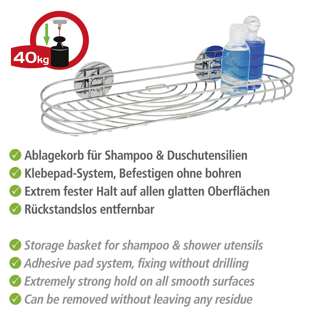 Turbo-Loc® Maxiablage, Befestigen ohne bohren  aus hochglanzpoliertem, verchromtem Stahl