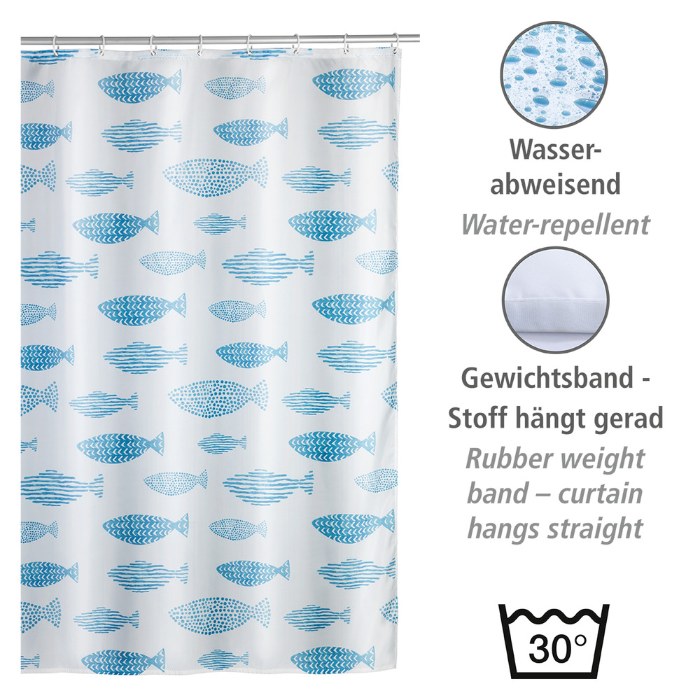 Anti-Schimmel Duschvorhang Mod. Aquamarin  Textil (Polyester), 180 x 200 cm, waschbar