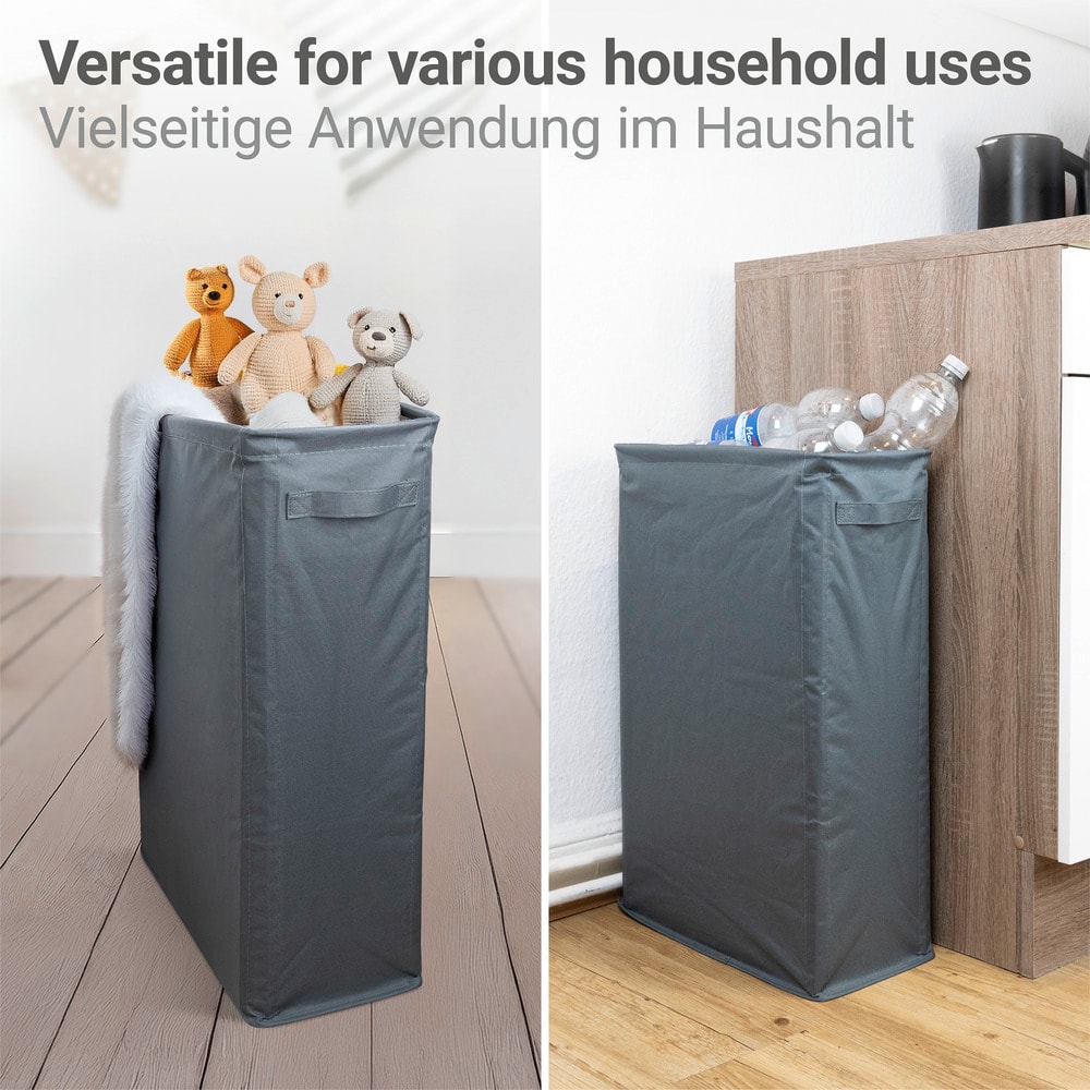 Wäschesammler Mod. Slim, anthrazit, Polyester, 46L, 20x60x40 cm  perfekt für schmale Nischen