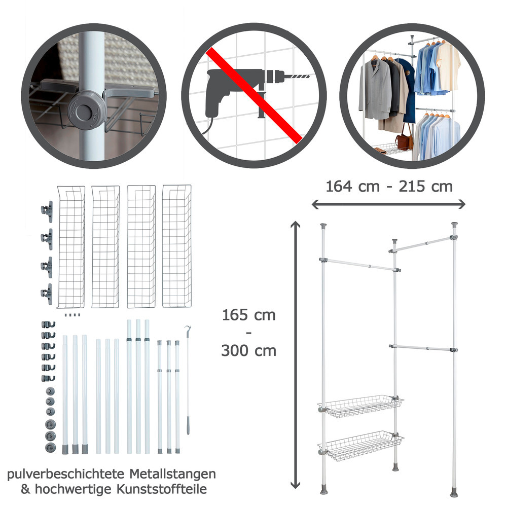 Teleskop-System Mod. Herkules Duo  verstellbares Ordnungssystem, Garderoben-System