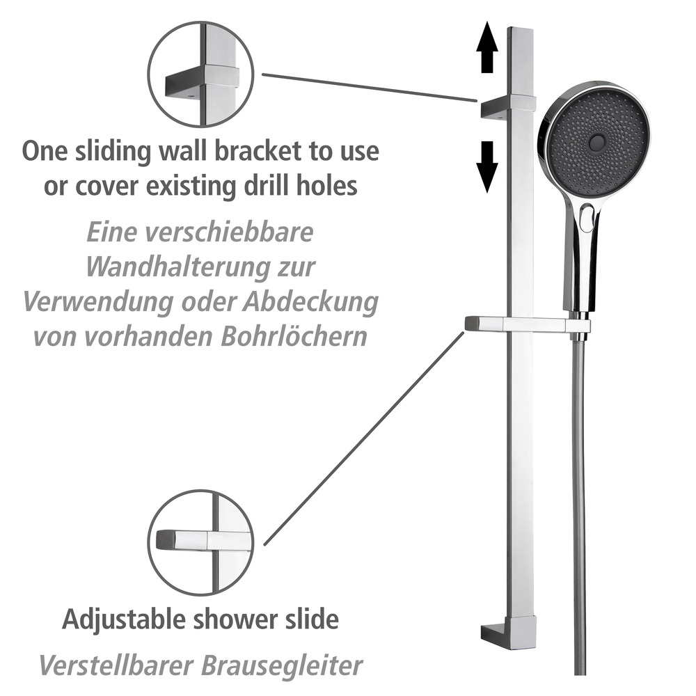 Brauseset Softwater Chrom  Länge Stange: 68 cm