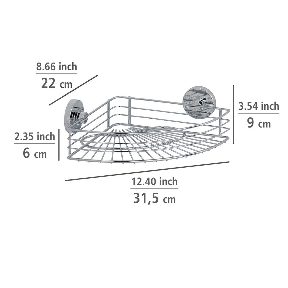 Vacuum-Loc® Eckablage Mod. Bari + Haken, 3-tlg.  Befestigung ohne bohren