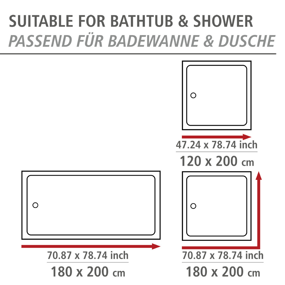 Anti-Schimmel Duschvorhang Mod. Lagoa, 180 x 200 cm  Textil (Polyester), waschbar