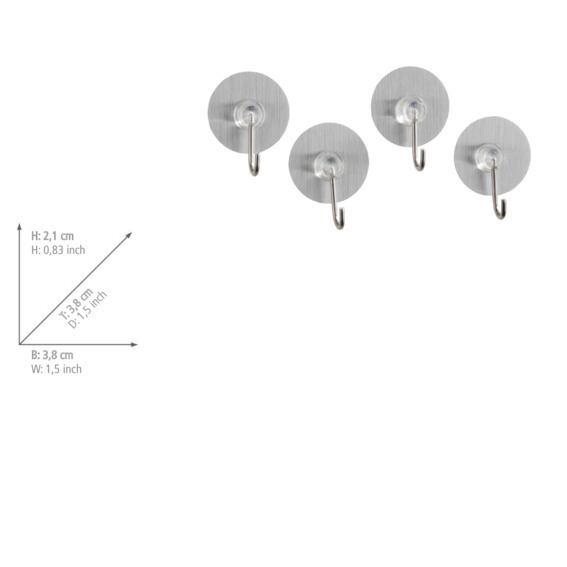 Static-Loc® Nickelhaken Edelstahloptik, 4er Set  Befestigen ohne bohren