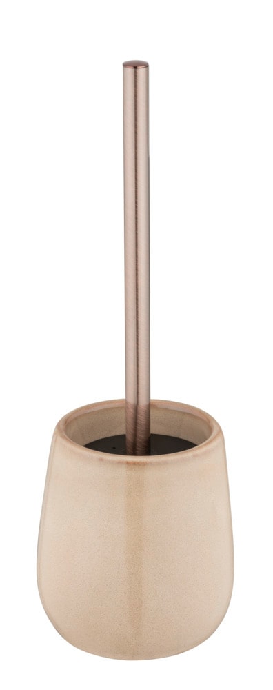WC-Garnitur Mod. Sirmione, beige, keramik, edelstahl, 10,5x40 cm  mit schwarzem Bürstenkopf