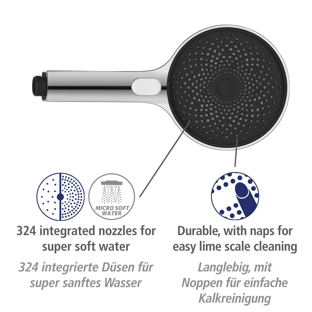 Brauseset Softwater Chrom  Länge Stange: 68 cm