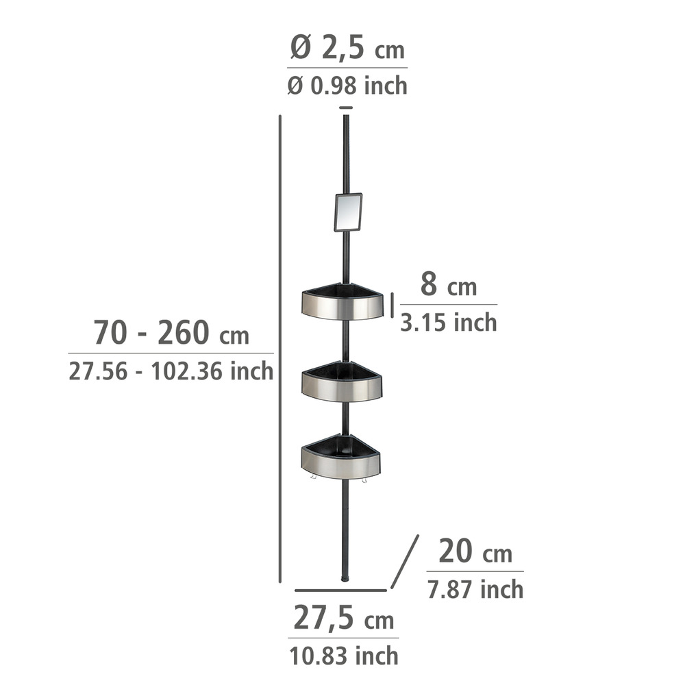 Teleskop-Duschecke Mod. Premium Big Black  Edelstahl rostfrei