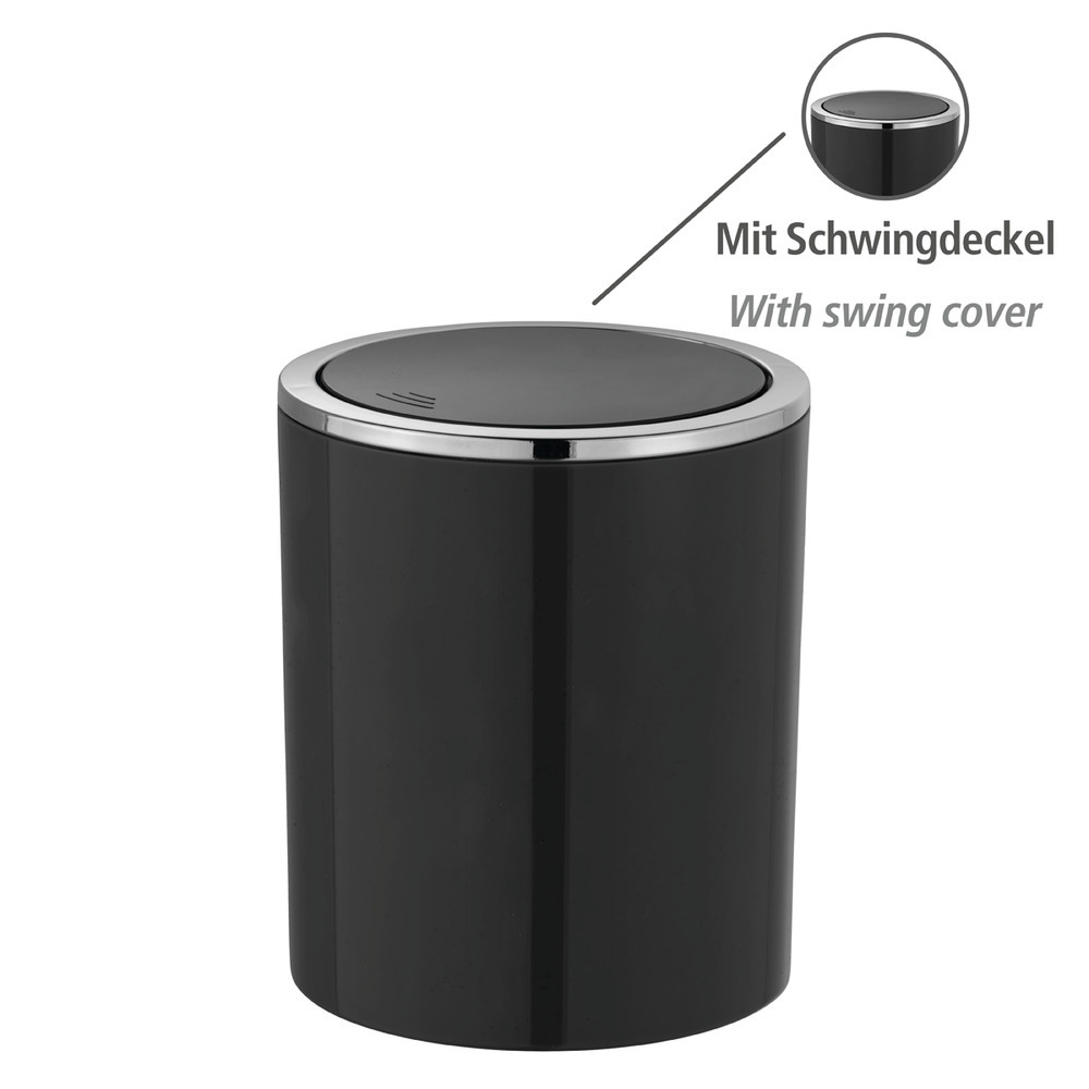 Schwingdeckeleimer Mod. Inca Black  hochwertiger Kunststoff, 2 Liter