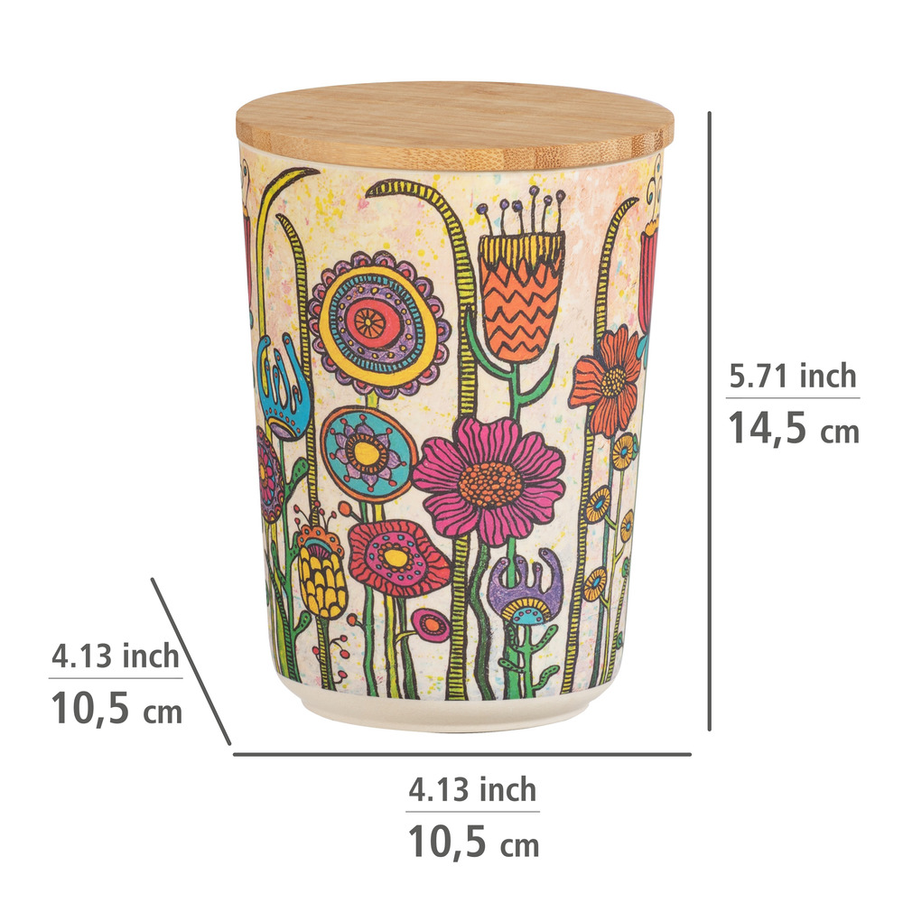 Aufbewahrungsdose PLA Mod. Flowers 0,7 L  Bambusdeckel mit Silikonring zur luftdichten Aufbewahrung 