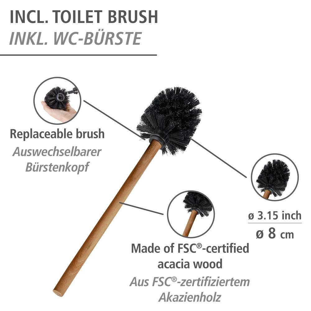 Stand WC-Garnitur Mod. Rivalta Acacia  Akazienholz und schwarz lackierter Stahl