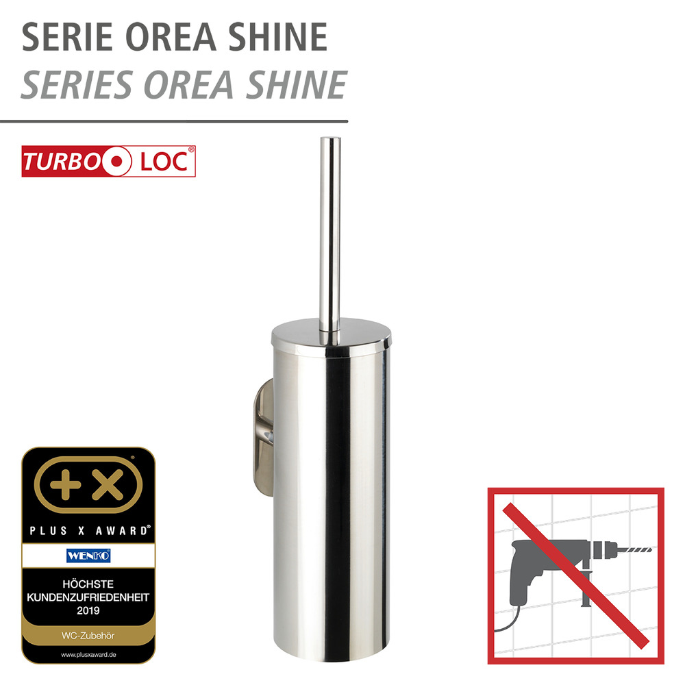 Turbo-Loc® Edelstahl WC-Garnitur Mod. Orea Shine geschlossen   WC-Bürstenhalter, Befestigen ohne bohren