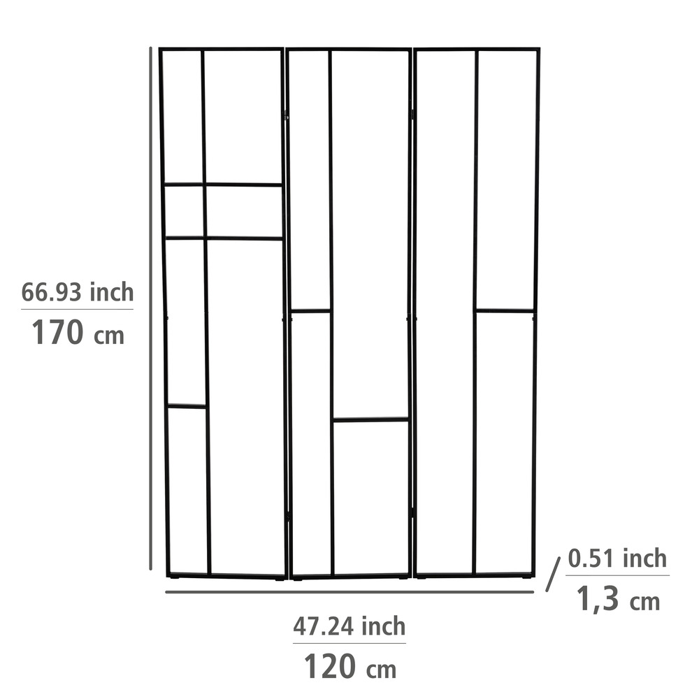 Paravent Mod. Shakti Schwarz  120 x 170 cm