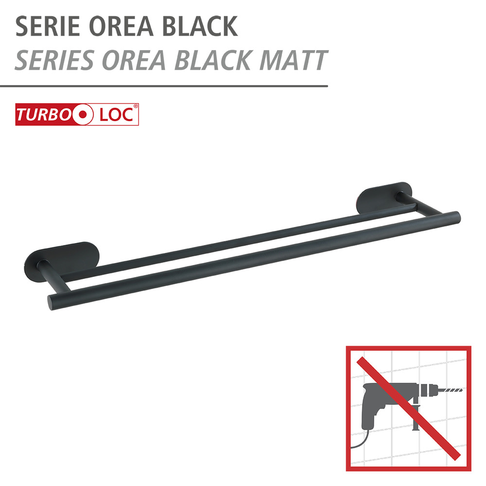 Turbo-Loc® Edelstahl Badetuchstange Duo Mod. Orea Black Matt  Befestigen ohne bohren