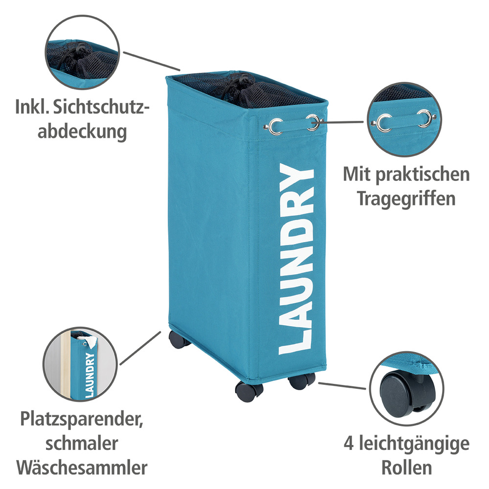 Wäschesammler Mod. Corno Petrol  Wäschekorb, 43 l