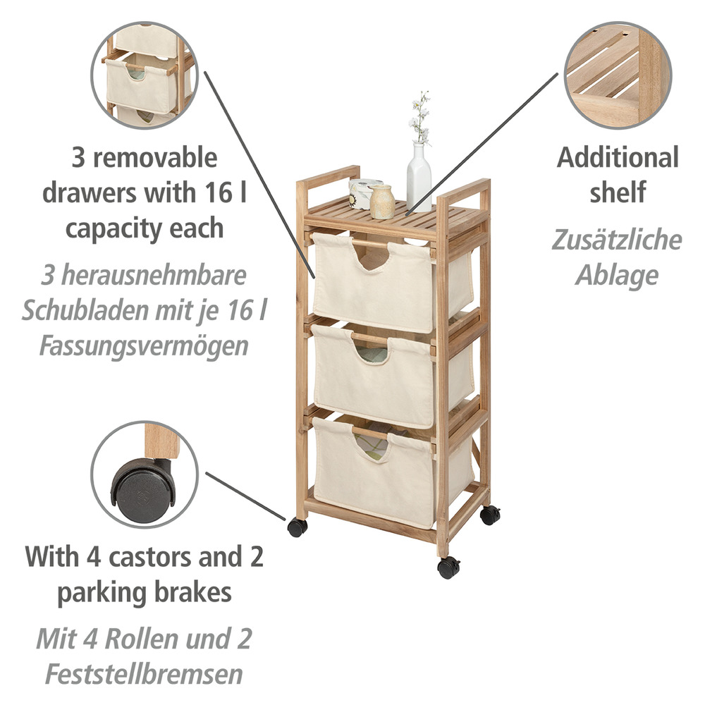 Wäschewagen Mod. Acina  3 Schubladen FSC® zertifiziert