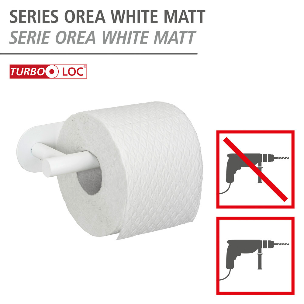 Turbo-Loc® Toilettenpapierhalter Mod. Orea White matt  aus rostfreiem Edelstahl