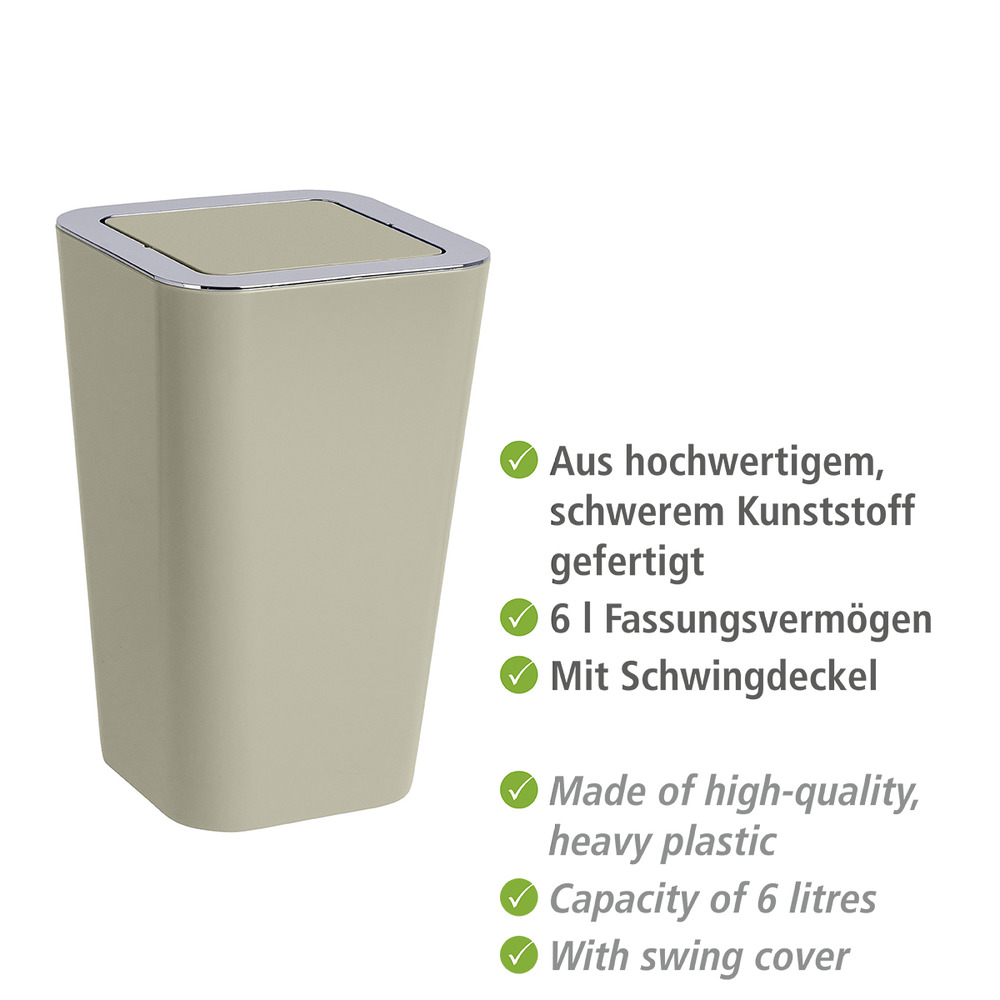 Schwingdeckeleimer Mod. Candy Taupe  6 Liter