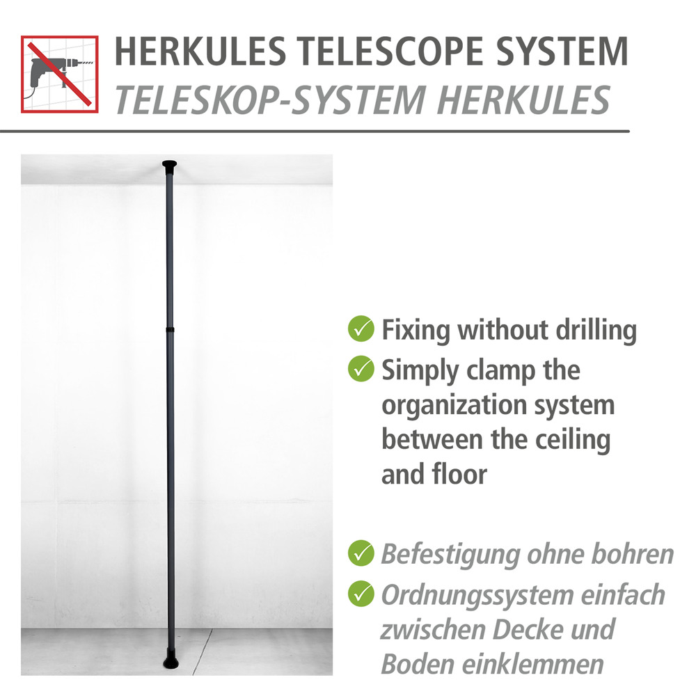 Hauptstange Mod. Herkules Schwarz  verstellbar bis 300 cm 