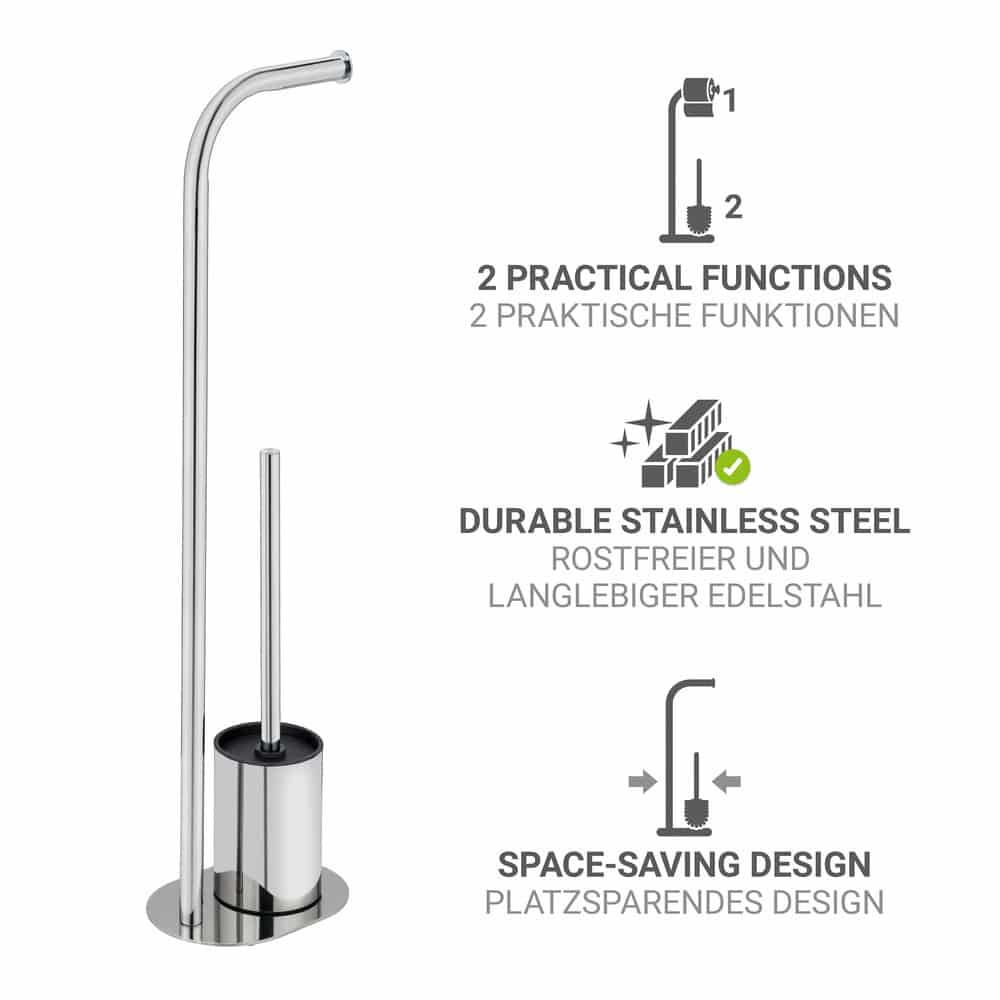 Stand WC-Garnitur Mod. Levante, edelstahl, glänzend, bürste schwarz  rostfrei und leicht zu reinigen