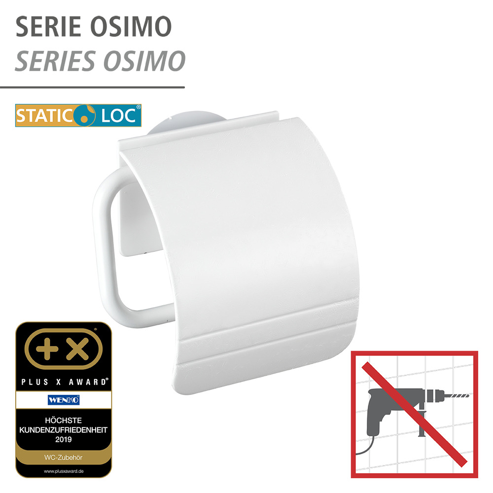 Static-Loc® Toilettenpapierhalter Osimo Weiß  Befestigen ohne bohren