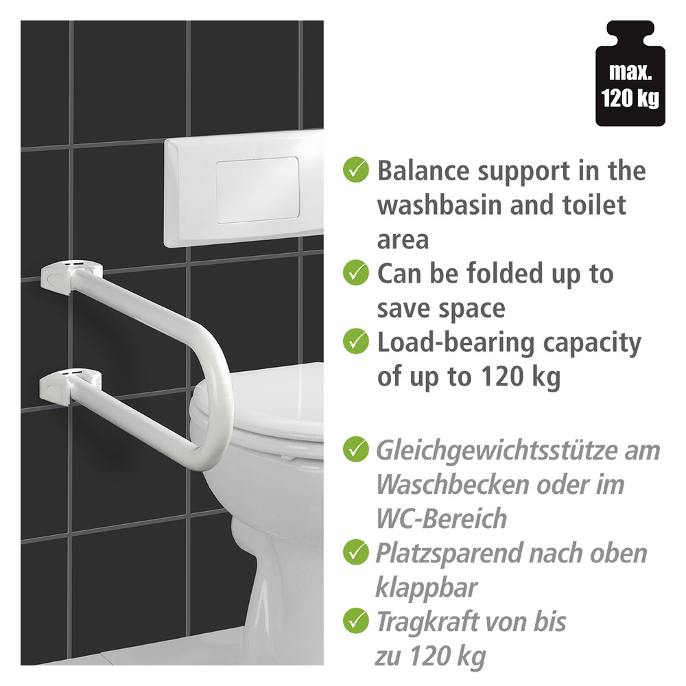 Badstützgriff Mod. Secura klappbar  für Waschbecken- und WC-Sitz Bereich